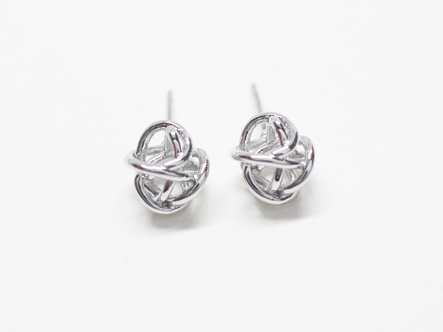 [E0426]/1 pair/Ball skein Earrings/ Brass/Rhodium plated/8x7mm