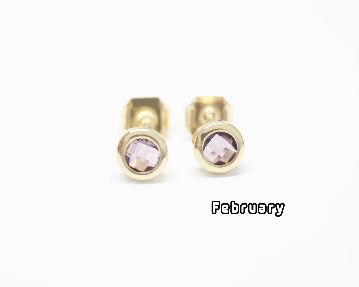 [E0429]/1 pair/BirthStone Earrings/Brass/Gold plated/5mm