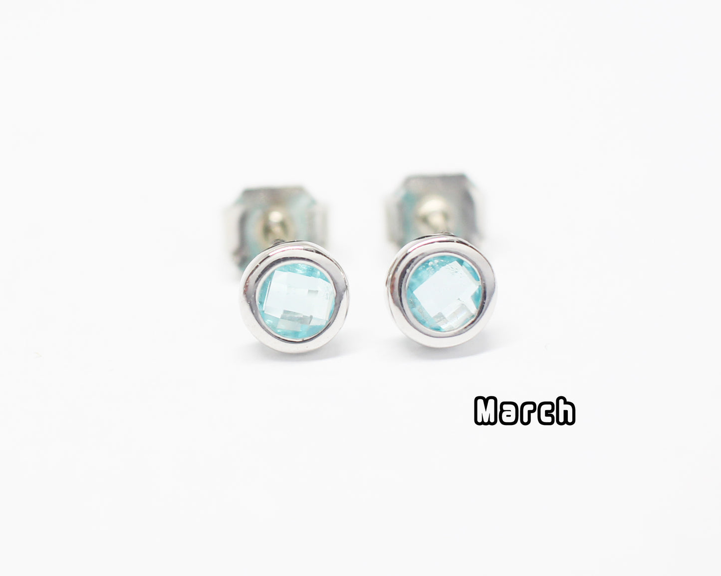 [E0429]/1 pair/BirthStone Earrings/Brass/Rhodium plated/5mm