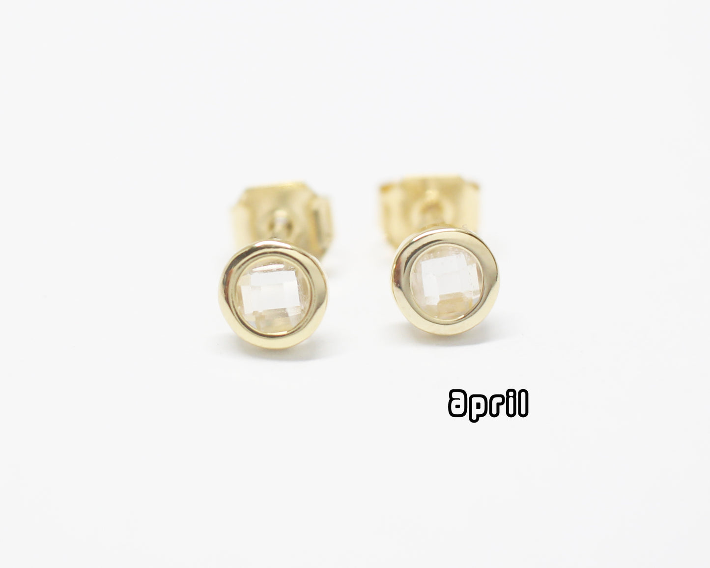 [E0429]/1 pair/BirthStone Earrings/Brass/Gold plated/5mm