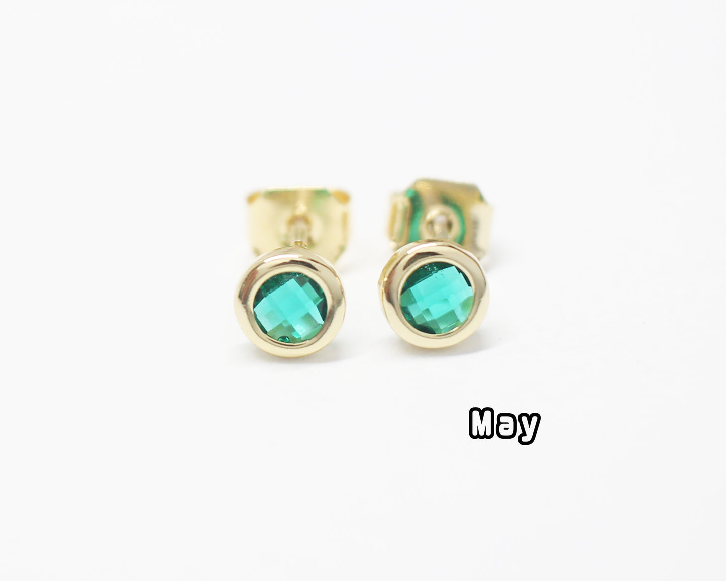 [E0429]/1 pair/BirthStone Earrings/Brass/Gold plated/5mm