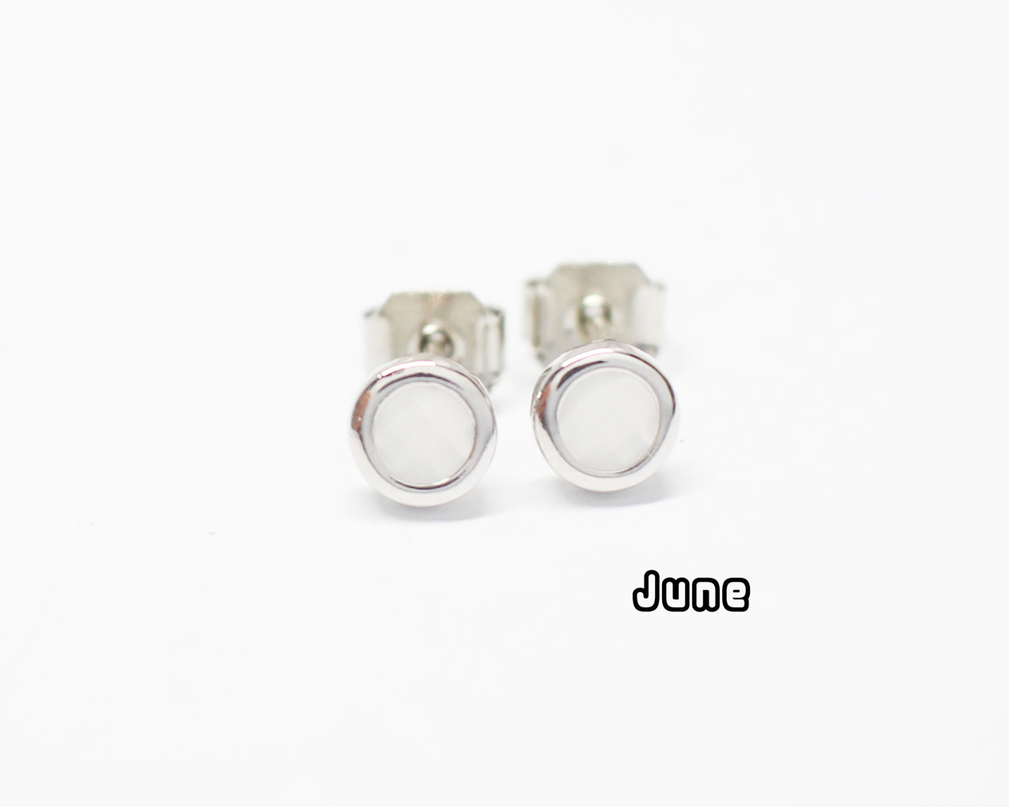 [E0429]/1 pair/BirthStone Earrings/Brass/Rhodium plated/5mm