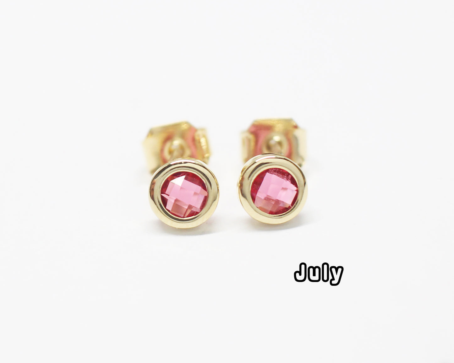 [E0429]/1 pair/BirthStone Earrings/Brass/Gold plated/5mm