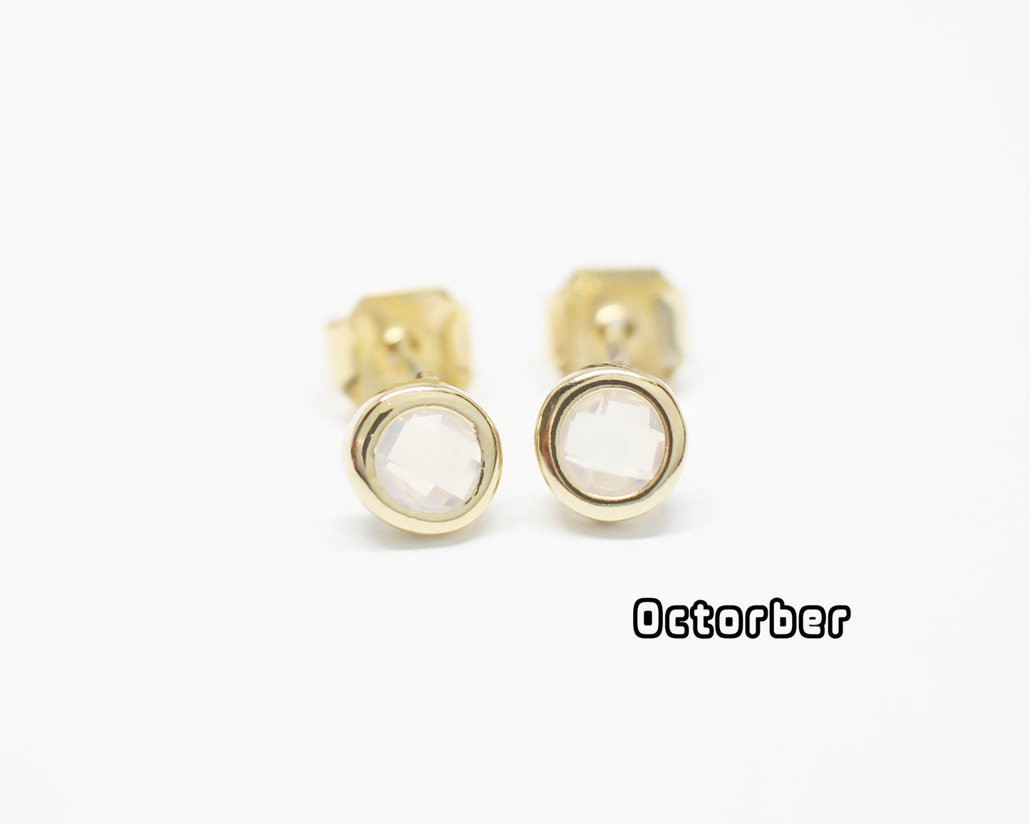 [E0429]/1 pair/BirthStone Earrings/Brass/Gold plated/5mm