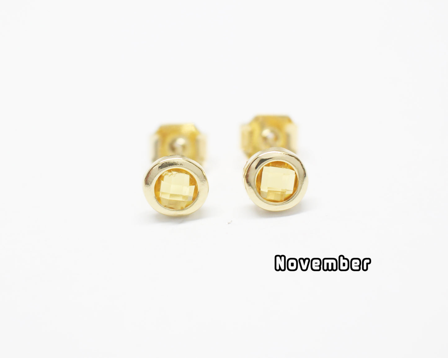 [E0429]/1 pair/BirthStone Earrings/Brass/Gold plated/5mm