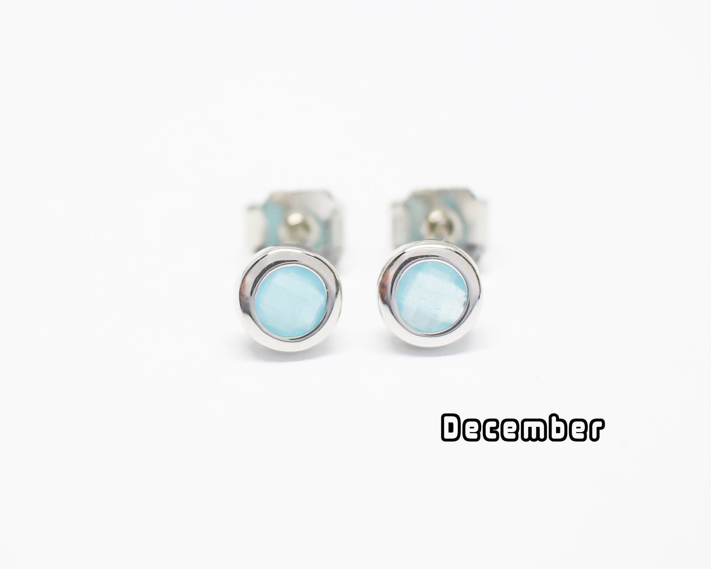 [E0429]/1 pair/BirthStone Earrings/Brass/Rhodium plated/5mm