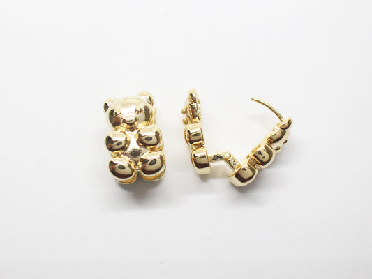 [E0430]/1 pair/Teddy earclip/ Brass/Gold plated/18x12mm