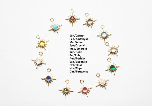 [P1071-1]2pcs/Star Birthstone Charm/Brass/Gold/11x9mm