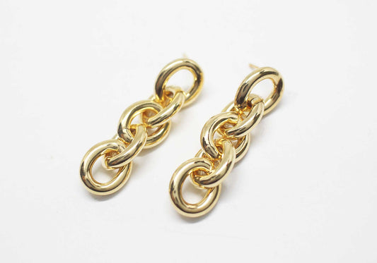 [E0436]/1 pair/Light Weight Chain Drop Earrings Large /aluminum/Gold/13.5x11.5mm Links