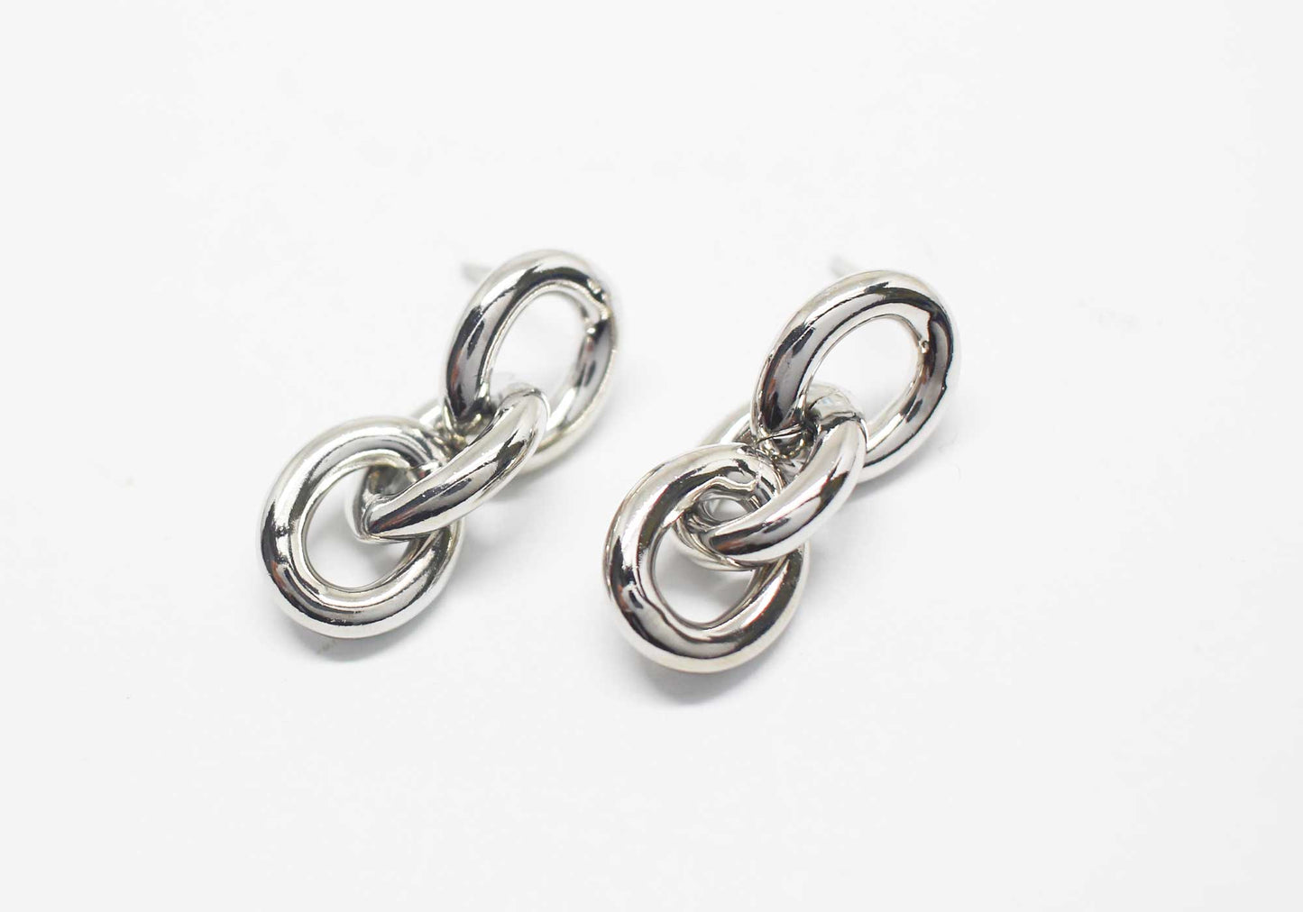 [E0436]/1 pair/Light Weight Chain Drop Earrings Small/aluminum/Rhodium/13.5x11.5mm Links