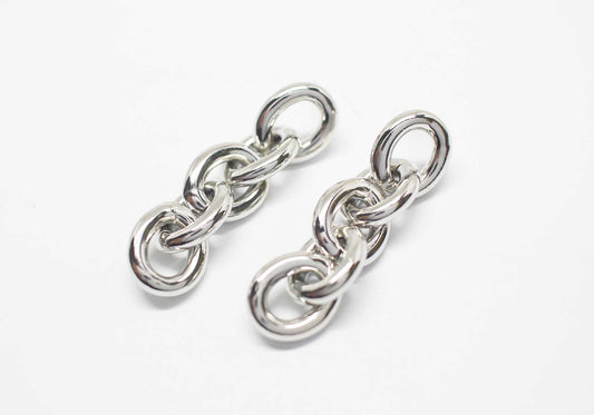 [E0436]/1 pair/Light Weight Chain Drop Earrings Large /aluminum/Rhodium/13.5x11.5mm Links