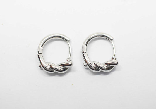 [E0432]/1 pair/Knot Earclip/ Brass/Rhodium plated/15mm