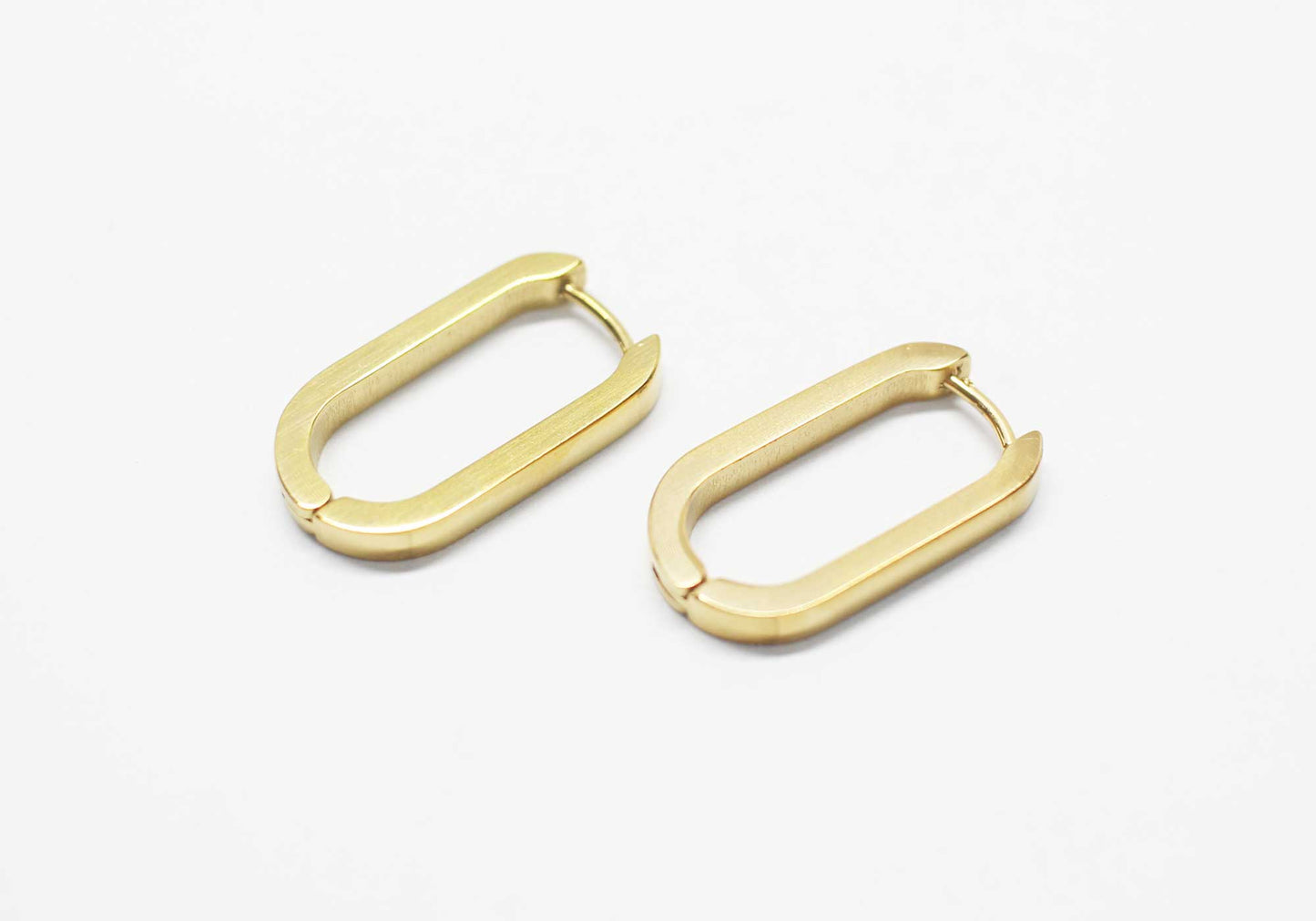 [E0434]/1 pair/Simple Oval Earclip/Surgical Steels/Gold plated/22x12mm