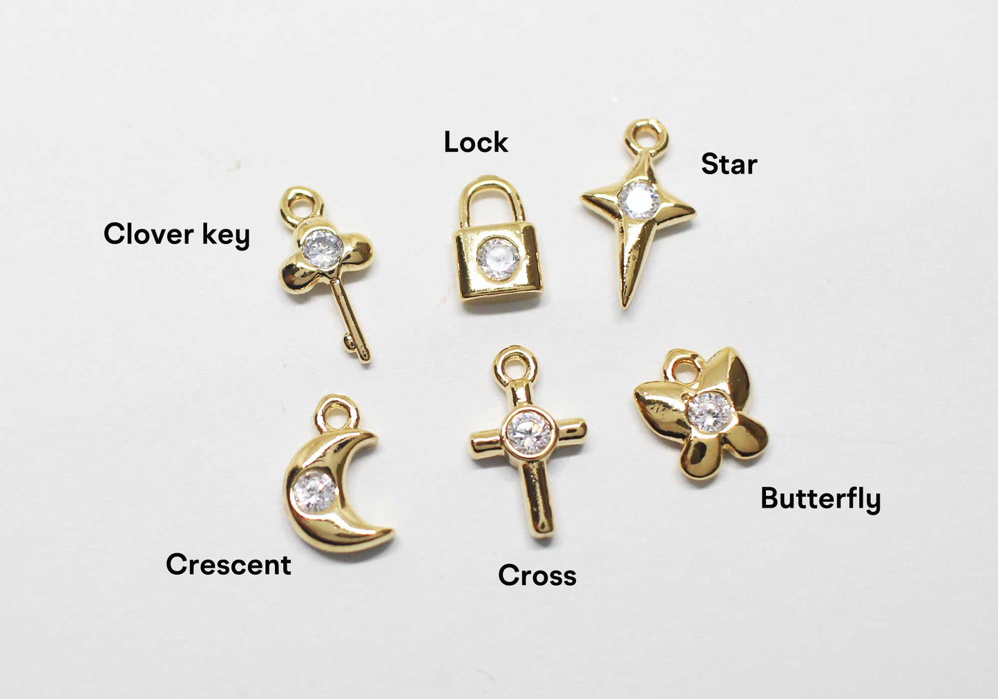 [P1169]2pcs/Mini Cubic Clover Key Charm/Brass/Gold/13.2x6.6mm