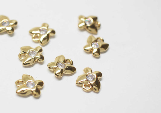 [P1171]2pcs/Mini Cubic Butterfly Charm/Brass/Gold/8.3x7.8mm