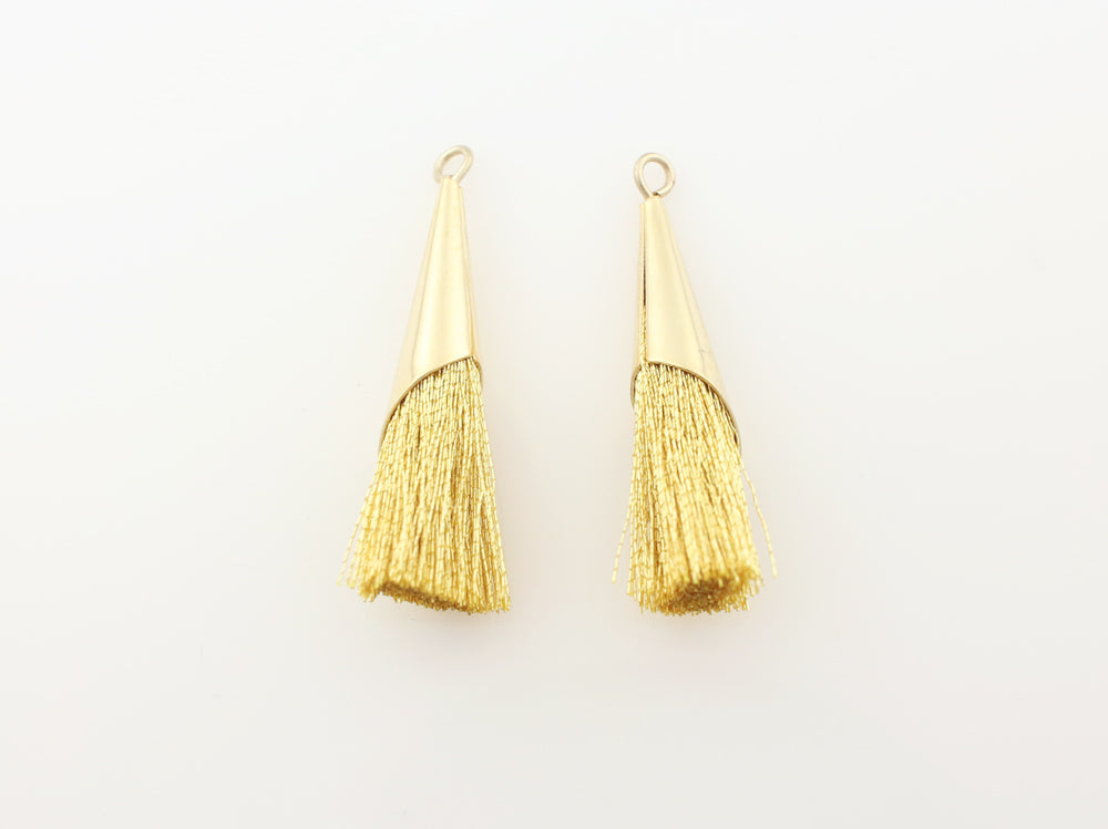 [T0002]2pcs/Corn Topped tassel/Brass/Gold/7x34mm