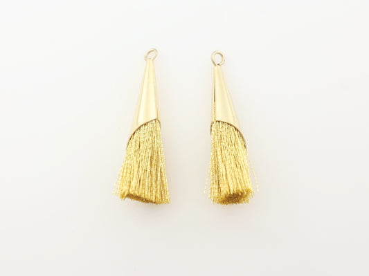 [T0002]2pcs/Corn Topped tassel/Brass/Gold/7x34mm