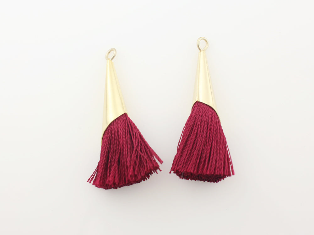 [T0002]2pcs/Corn Topped tassel/Brass/Gold/7x34mm