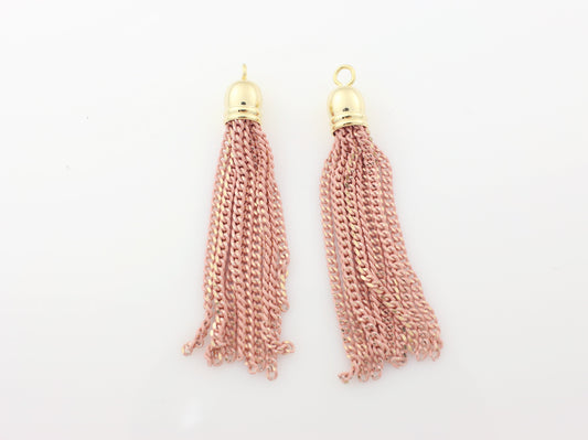 [T0004]2pcs/Painted Chain tassel/Brass/Gold/6x45mm