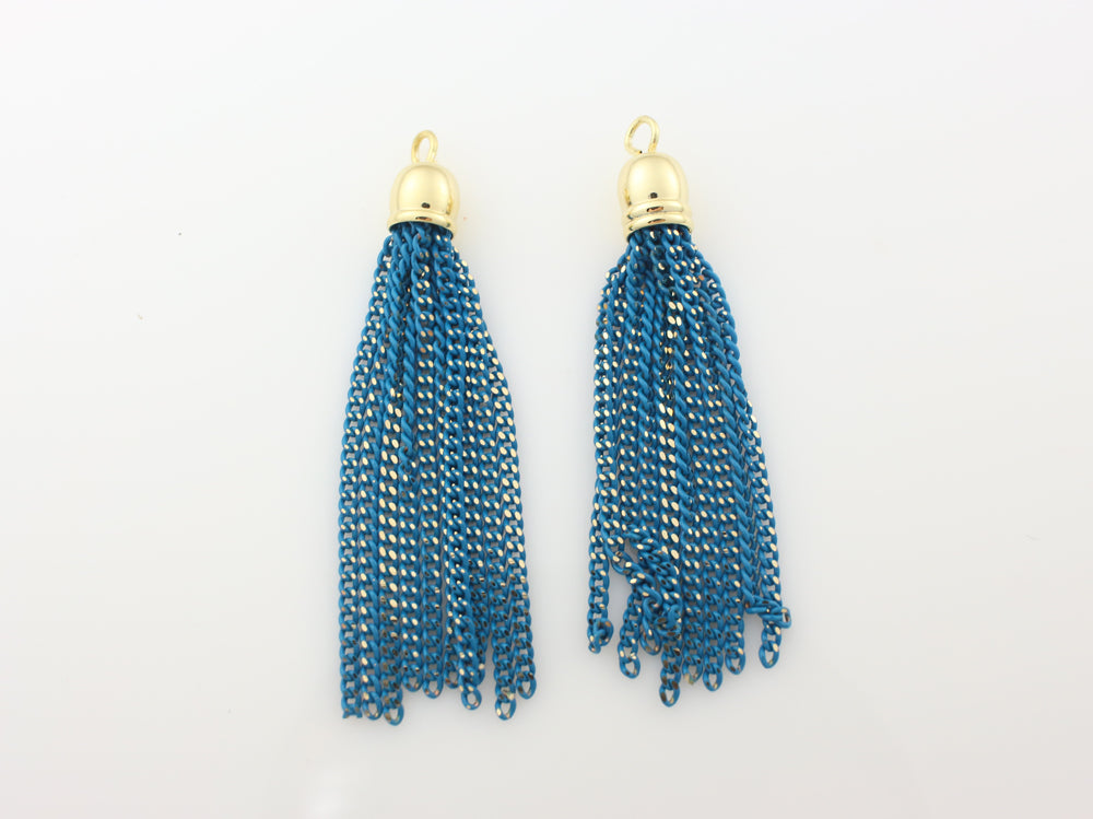 [T0004]2pcs/Painted Chain tassel/Brass/Gold/6x45mm