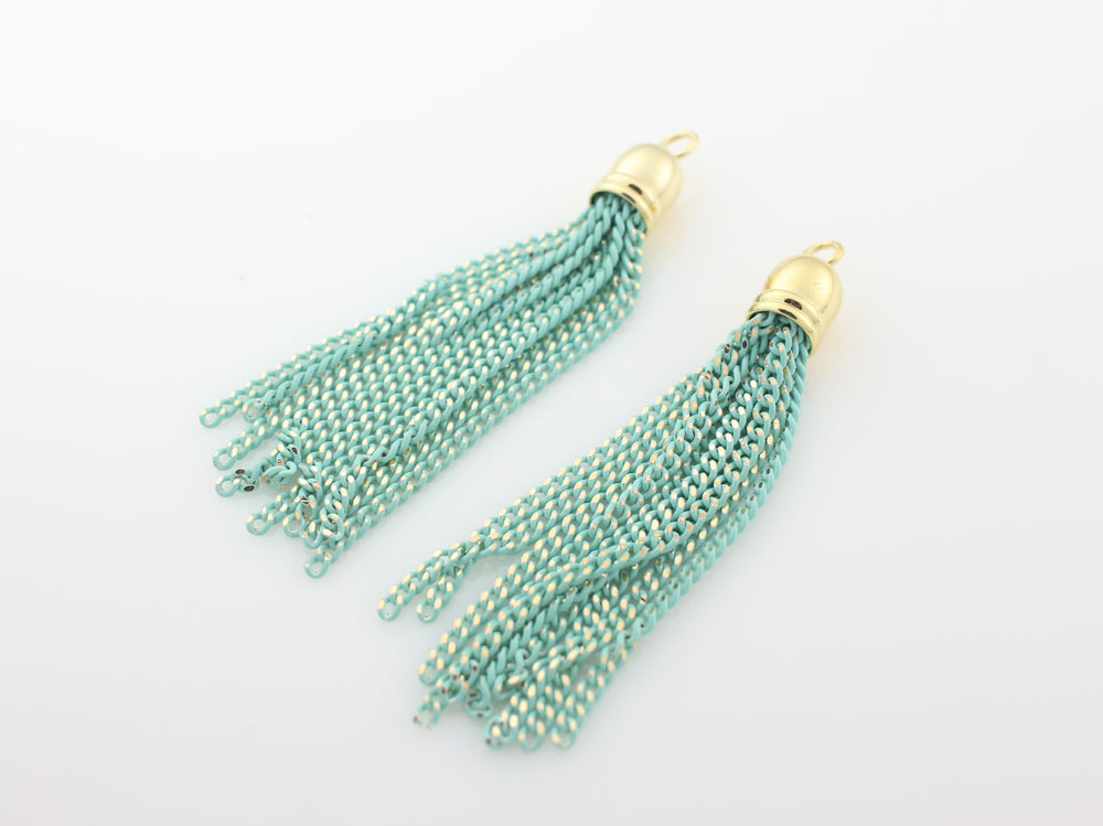 [T0004]2pcs/Painted Chain tassel/Brass/Gold/6x45mm