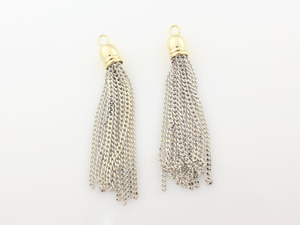 [T0004]2pcs/Painted Chain tassel/Brass/Gold/6x45mm