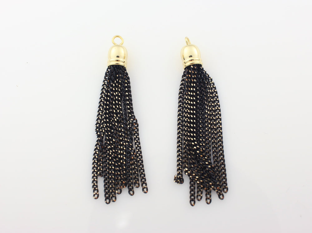 [T0004]2pcs/Painted Chain tassel/Brass/Gold/6x45mm