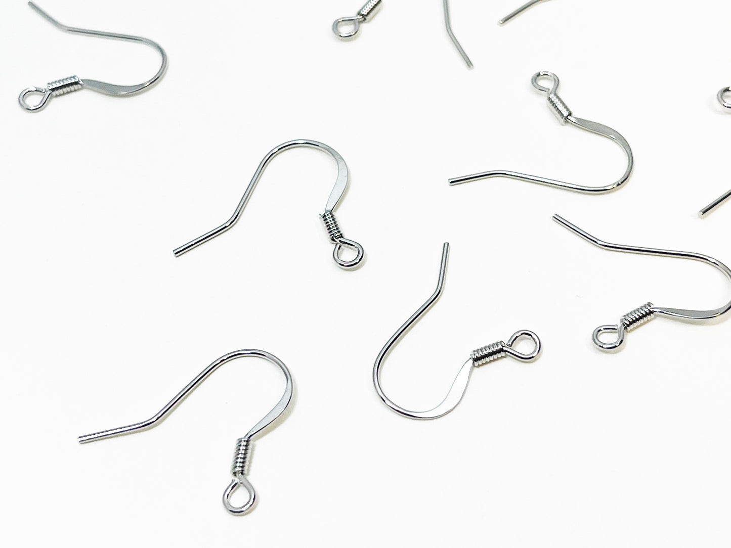 [B0026]20pcs/Flat Ear Hooks/Brass/Rhodium plated/20x18mm