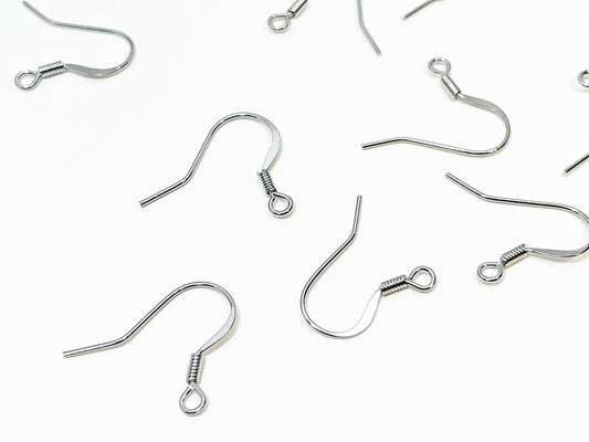 [B0026]20pcs/Flat Ear Hooks/Brass/Rhodium plated/20x18mm