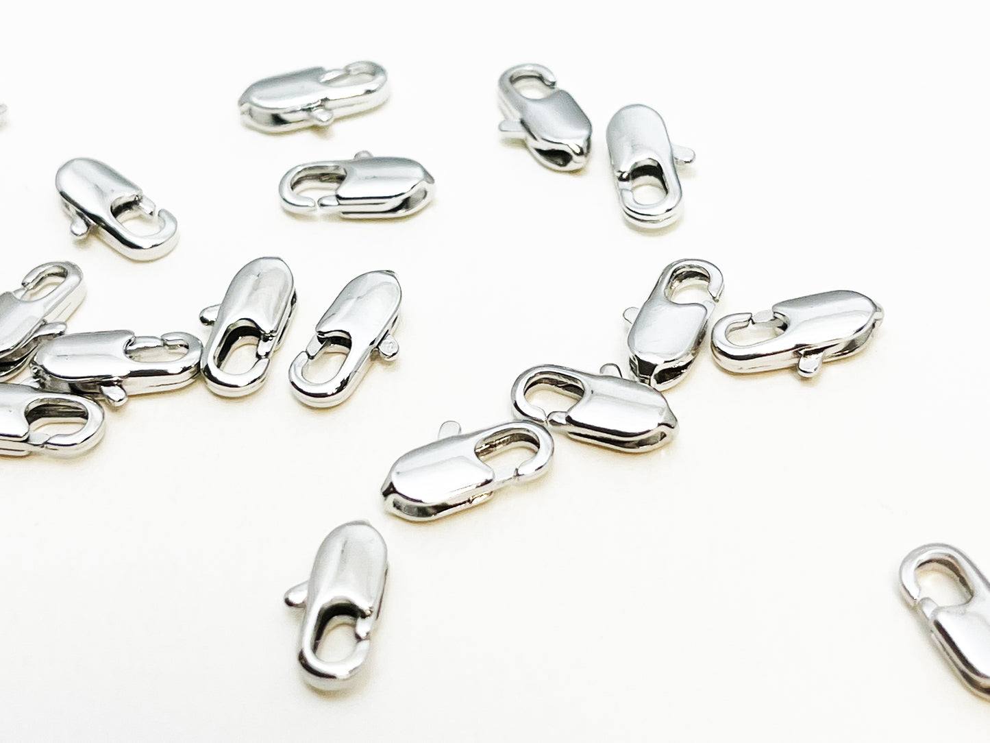 [B0020] 10pcs/Lobster Clasp 801/Brass/Rhodium plated/10x4mm