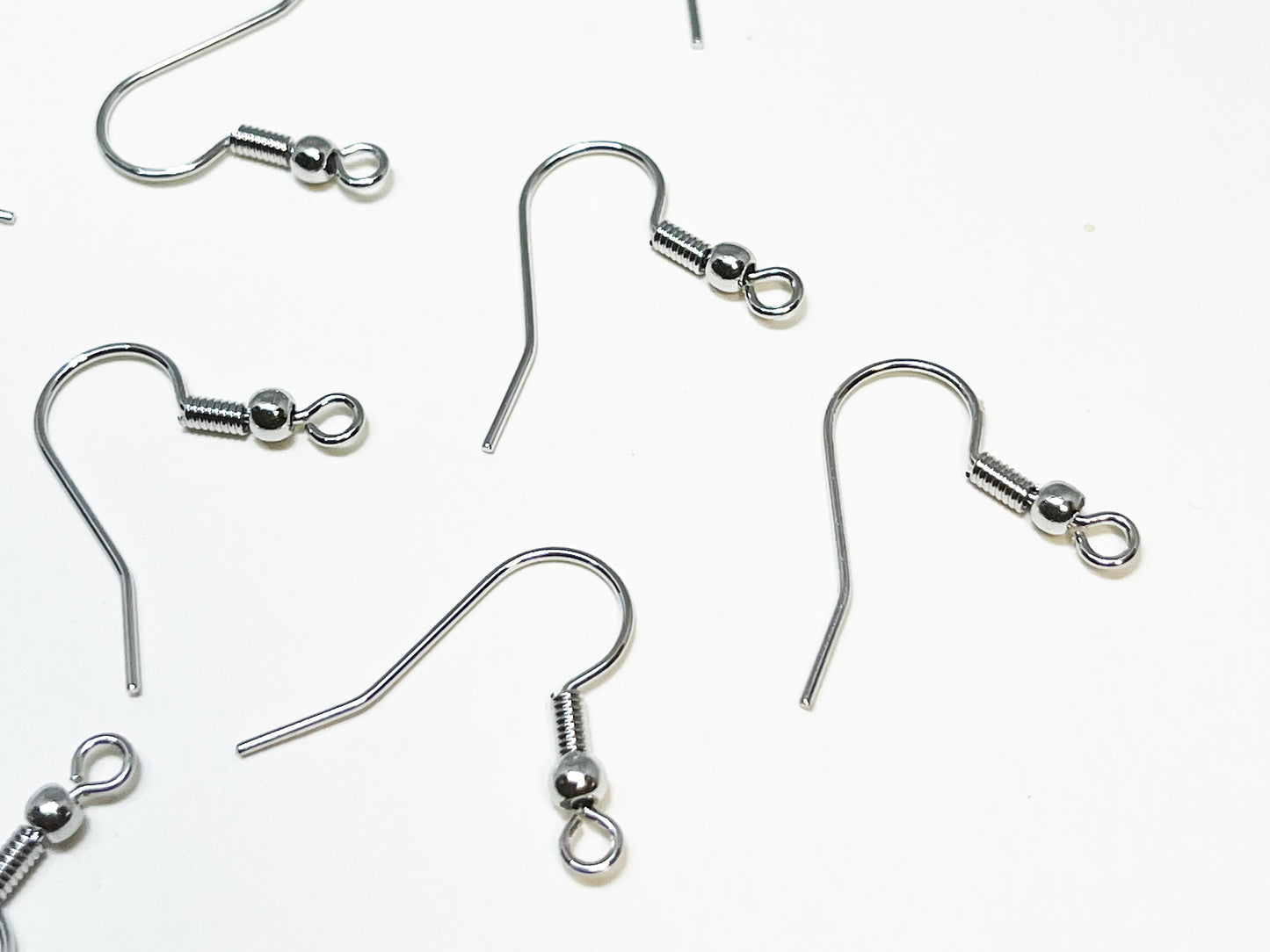 [B0013]20pcs/Ball Spring Hooks/Brass/Rhodium plated/20x18mm