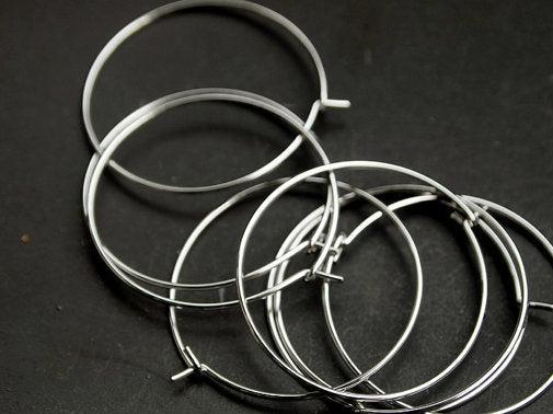 [B0009]10pcs/Basic Hoop Wire/Brass/Rhodium plated/28mm