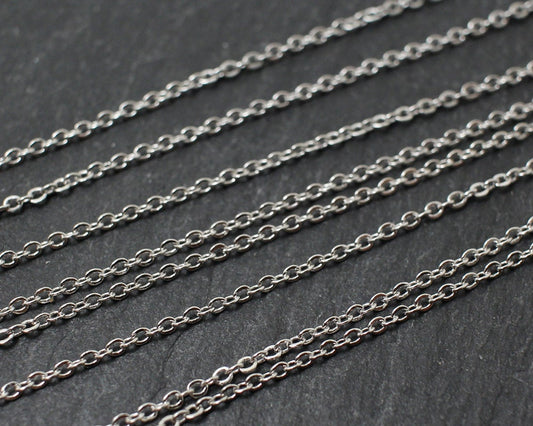[N0001] 1m/230SF Chain/Brass/Rhodium plated/1.3 mm Link