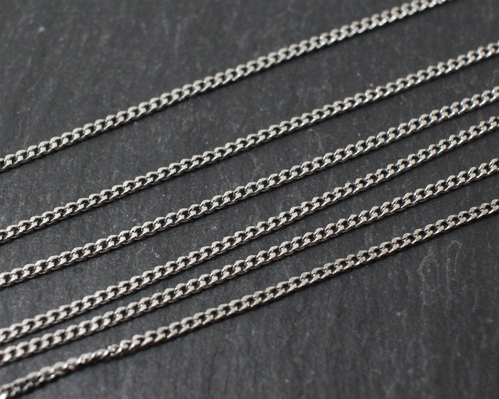 [N0005] 1m/135SF Chain/Brass/Rhodium plated/1.2mm