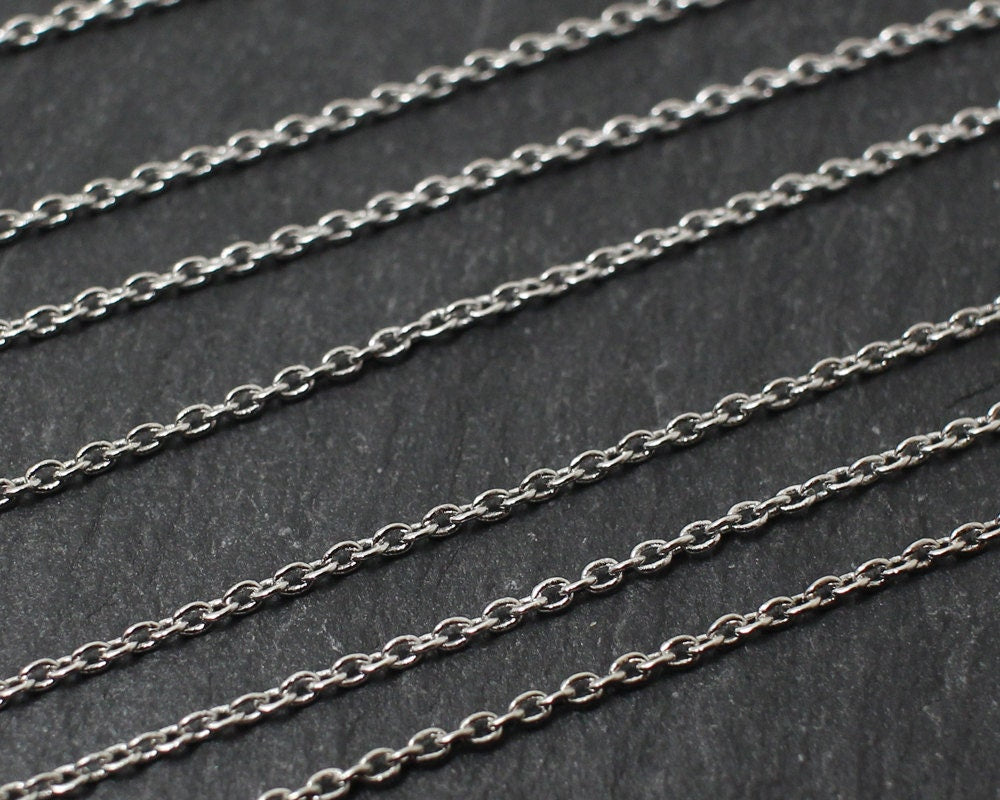 [N0009] 1m/230S Chain/Brass/Rhodium plated/1.3mm Link