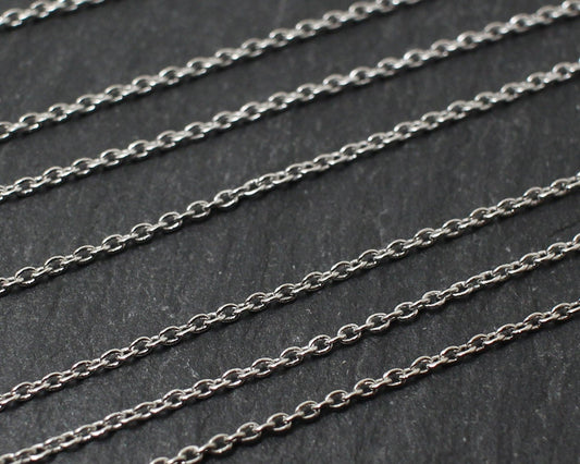 [N0009] 1m/230S Chain/Brass/Rhodium plated/1.3mm Link