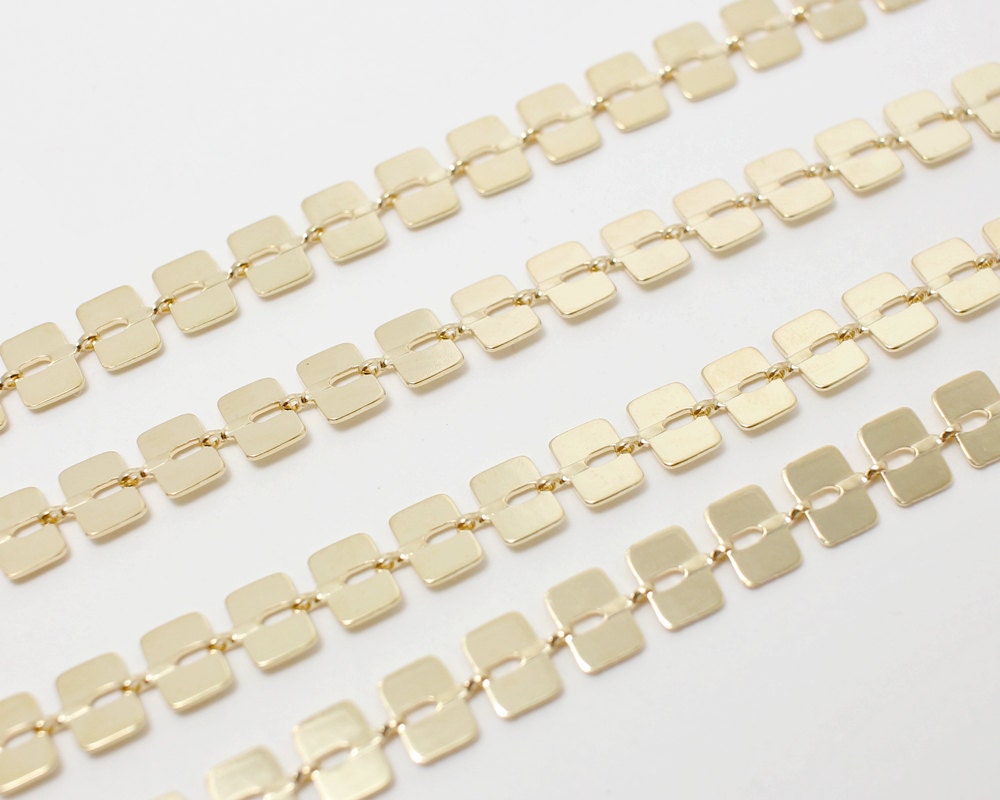[N0024]/ 1m /Rectangle Chain/Brass/Gold plated/6x4mm