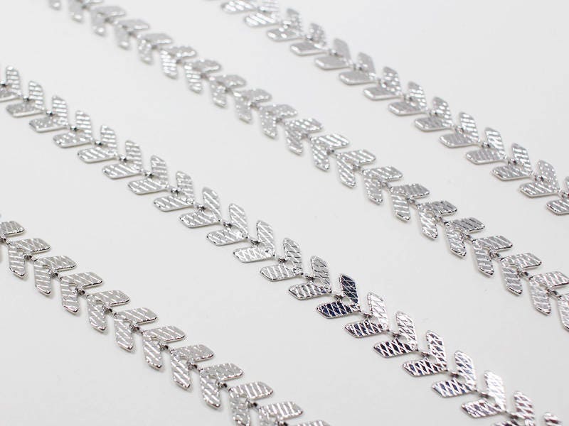 [N0016]/ 1m/Fish bone Chain/Brass/Rhodium plated/5X2mm