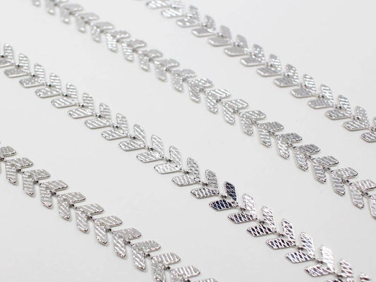 [N0016]/ 1m/Fish bone Chain/Brass/Rhodium plated/5X2mm