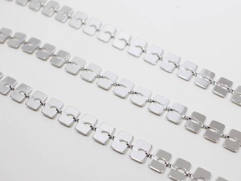 [N0024]/ 1m /Rectangle Chain/Brass/Rhodium plated/6x4mm