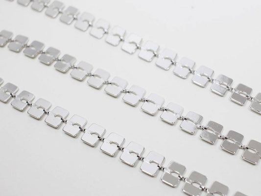 [N0024]/ 1m /Rectangle Chain/Brass/Rhodium plated/6x4mm
