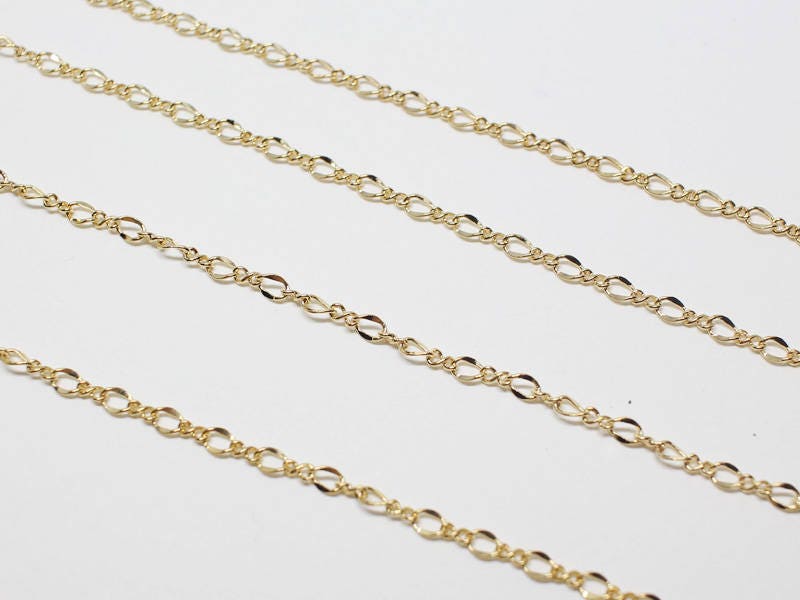 [N0041]/1m /S453 Figaro Chain /Brass/Gold plated/1.8 x 2.2 mm