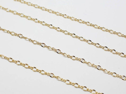 [N0041]/1m /S453 Figaro Chain /Brass/Gold plated/1.8 x 2.2 mm