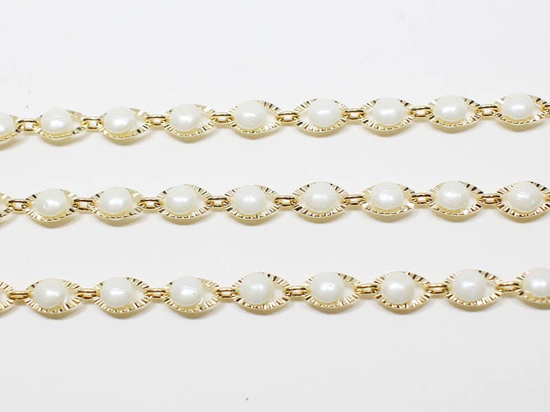 [N0042]/1m /Scallop Motivated Chain /Brass/Gold plated/7x5mm