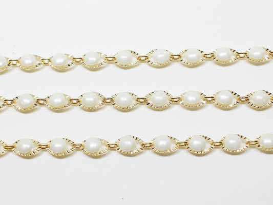 [N0042]/1m /Scallop Motivated Chain /Brass/Gold plated/7x5mm