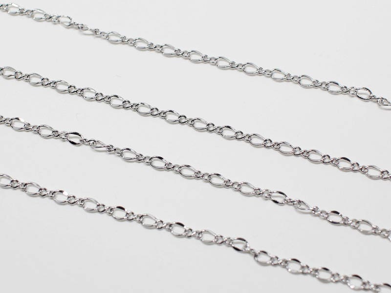 [N0041]/1m /S453 Figaro Chain /Brass/Rhodium plated/1.8 x 2.2 mm