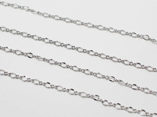 [N0041]/1m /S453 Figaro Chain /Brass/Rhodium plated/1.8 x 2.2 mm