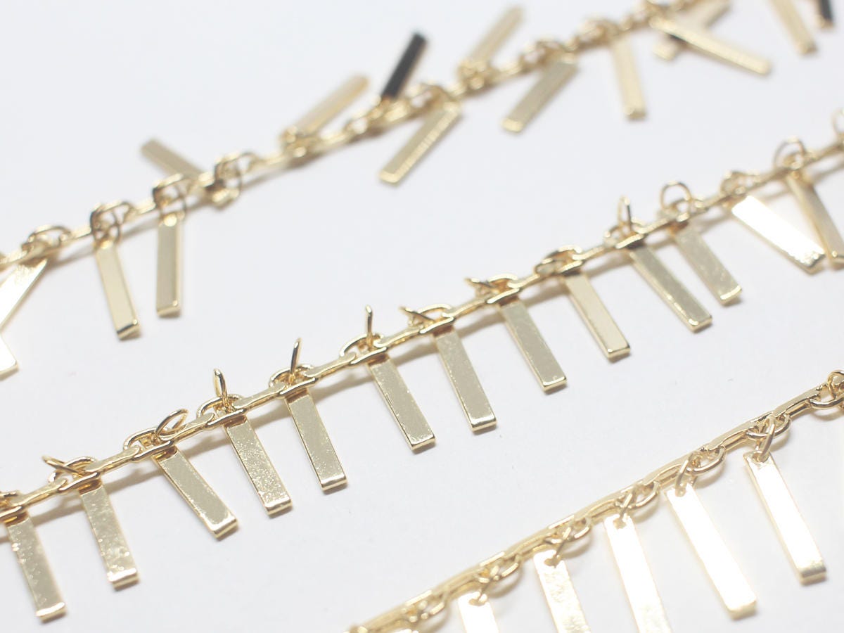 [N0044]/1m /Rectangle Bar Chain /Brass/Gold plated/2 x 10 mm