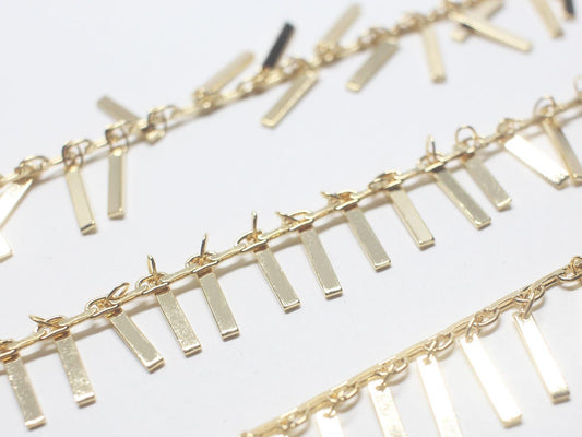 [N0044]/1m /Rectangle Bar Chain /Brass/Gold plated/2 x 10 mm