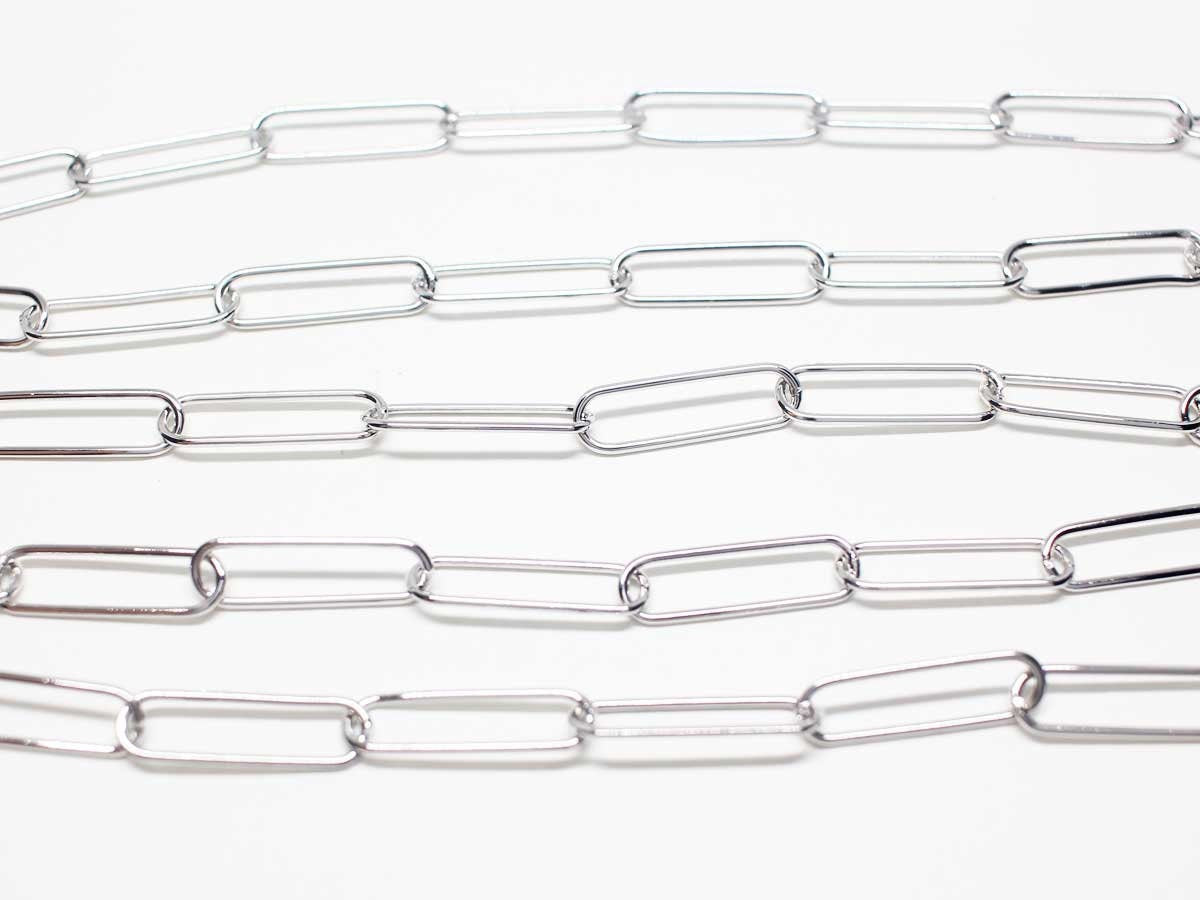 [N0046]/ 1m / Large Oval Link Chain/Brass/Rhodium plated/6.3x21mm